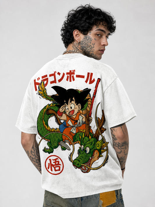 Vintage Kid Goku Shenron Retro Anime Tee