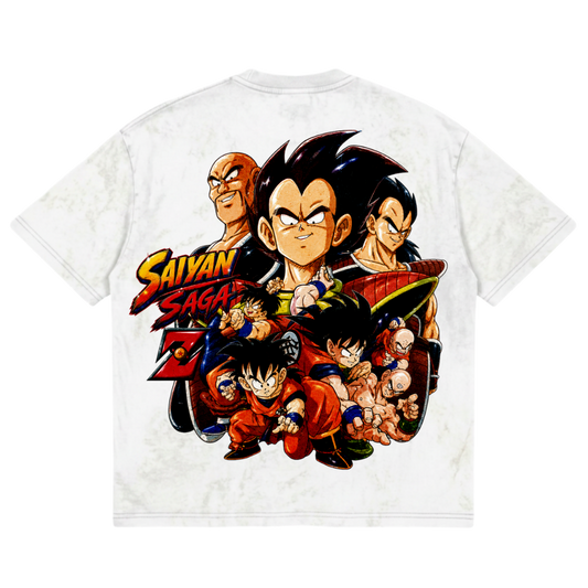 Saiyan Saga Retro Vintage Tee ( Backprint )