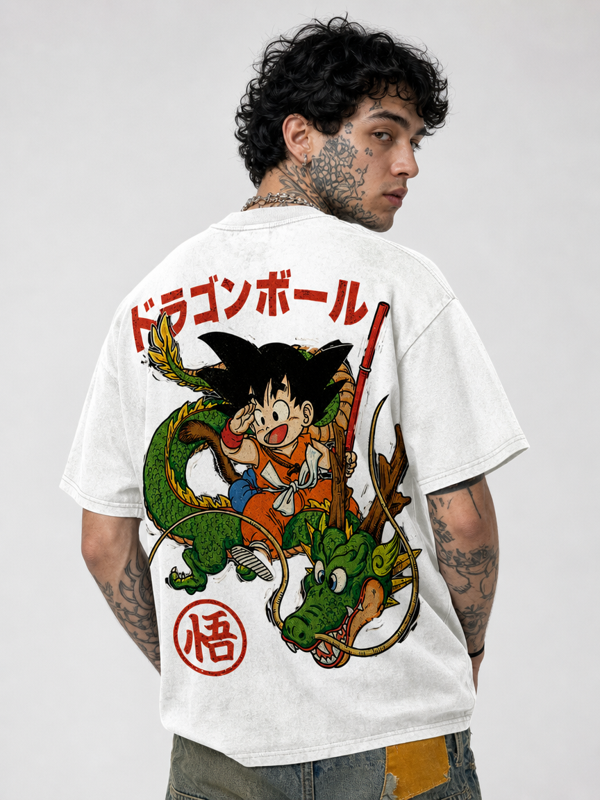 Vintage Kid Goku Shenron Retro Anime Tee