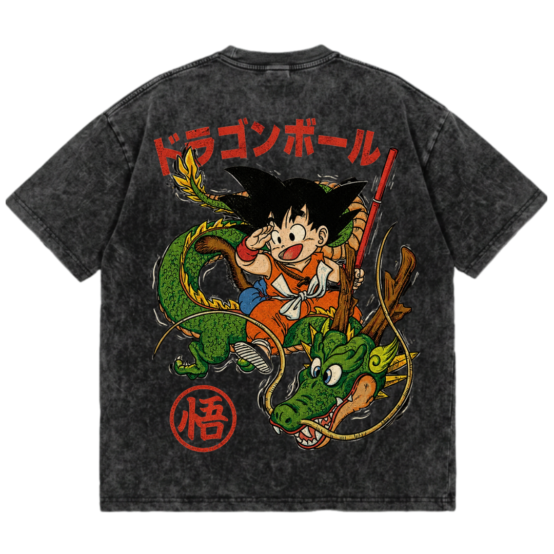 Vintage Kid Goku Shenron Retro Anime Tee