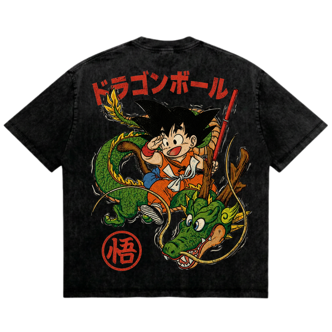 Vintage Kid Goku Shenron Retro Anime Tee