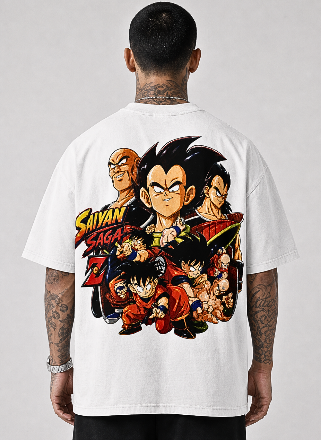 Saiyan Saga Retro Vintage Tee ( Backprint )
